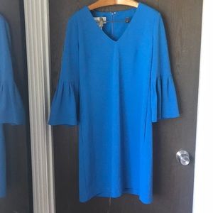 Donna Morgan Anthropologie bell sleeve dress blue
